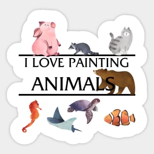 I Love Painting Animals Sticker